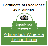 Adirondack Winery Trip Advisor Certificate of Excellence 2014